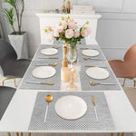 Luxe Home International PVC Vinyl Weave Design Placemat ST880064 – Heat Resistant, Wipe Clean, Anti-Skid Table Mats for Dining Table, Kitchen & Home Decor (30x45 CM Silver Set of 6)