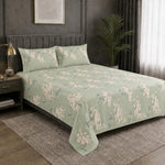King Size Double Bedsheet with 2 Pillow Covers Premium Mint Rose Dot Border Printed  90x100inch