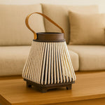Bamboo Woven Lantern With Handle ( 21x16x16 cm ) Gold