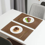 Luxe Home International PVC Vinyl Basket Design Placemat STBT001 – Heat Resistant, Wipe Clean, Anti-Skid Table Mats for Dining Table, Kitchen & Home Decor (30x45 CM Brown Set of 2)