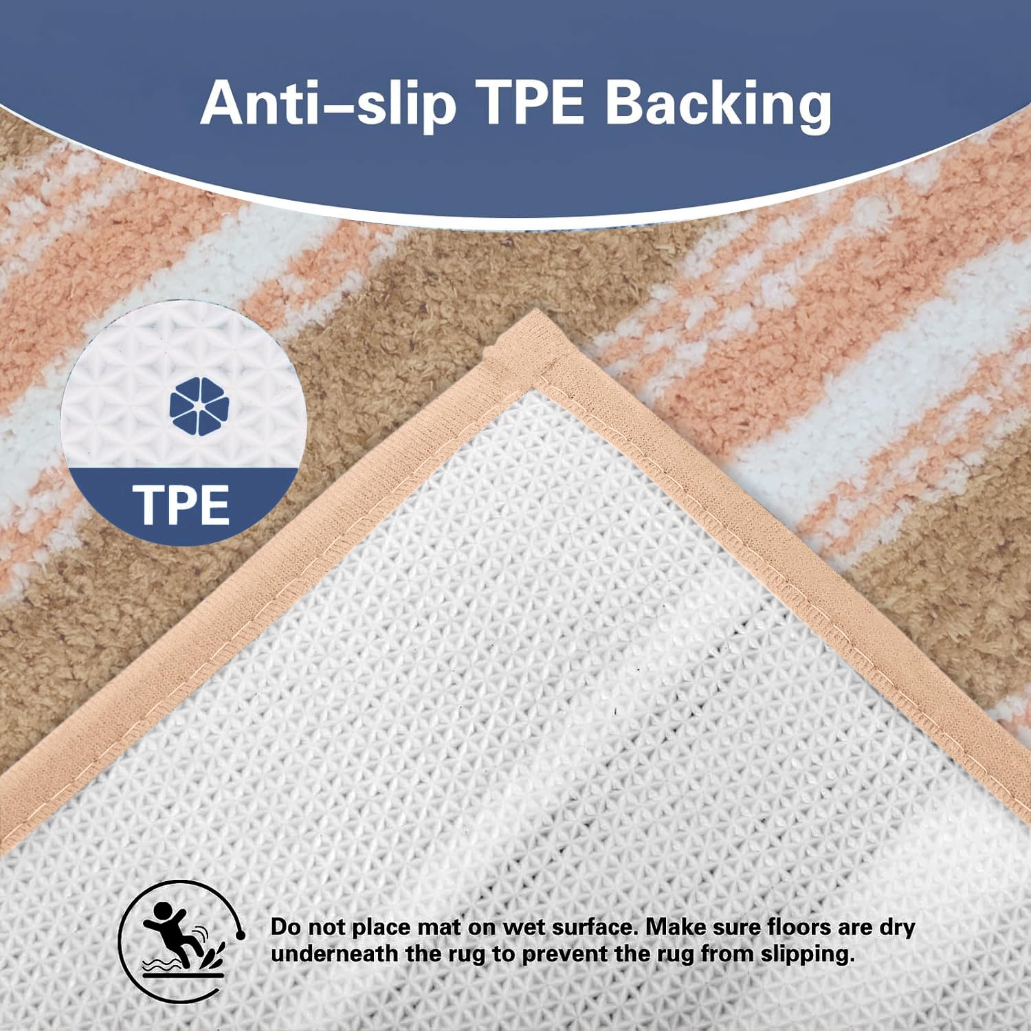 Capetown Bath Mat for Bathroom (Beige, 40x60 cm)