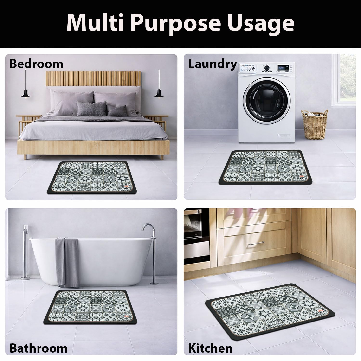 Kitchen Mat Combo  (116x36 & 58x36 cm,Grey)