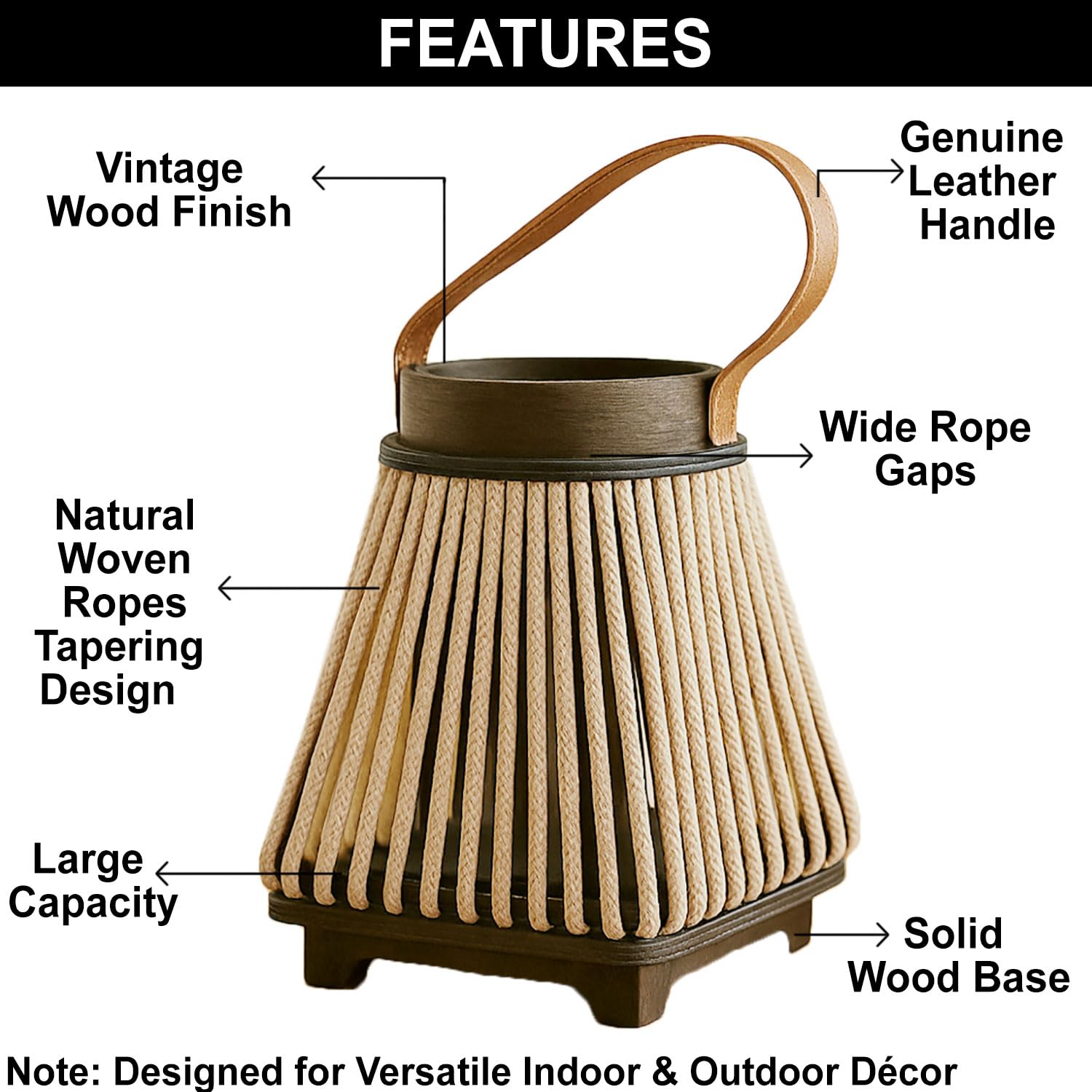 Bamboo Woven Lantern With Handle ( 21x16x16 cm ) Gold