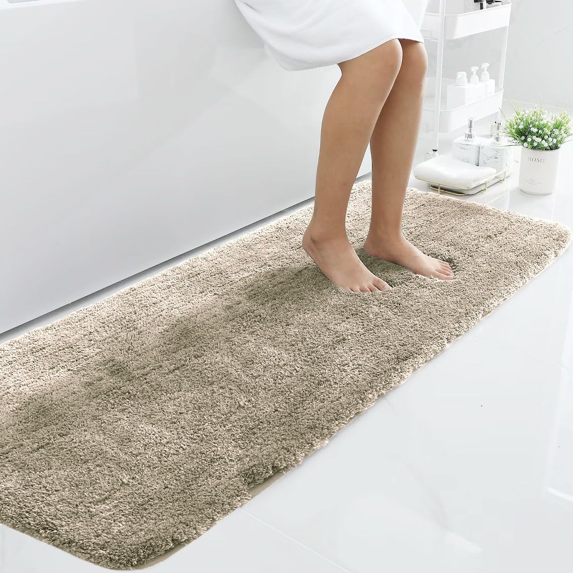 Vegas Microfiber Runner for Bedroom (2X5 Ft, Beige)