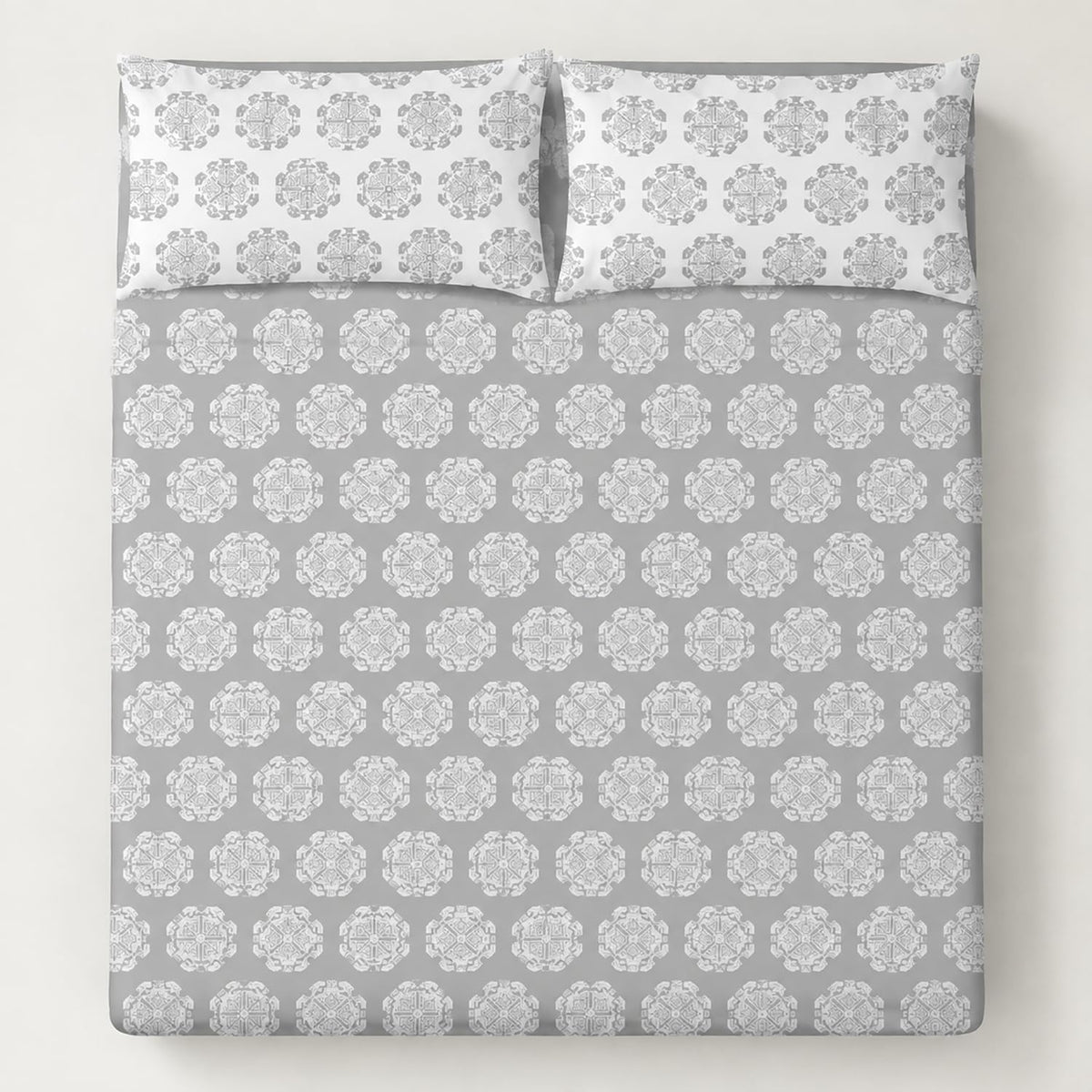 King Size Double Bedsheet with 2 Pillow Covers Premium Medallion Printed  108x108inch