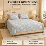 Double Bedsheet With 2 Pillow Covers Classic Pattern 200 TC 100% Cotton Feel ( Queen Size 90x90 Inch Multi Set Of 3 )