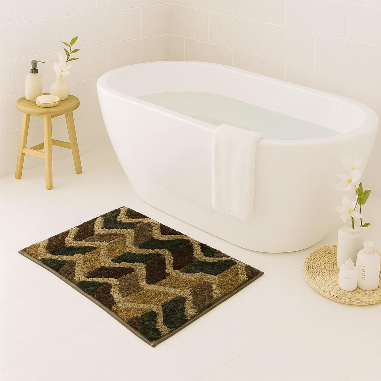 Macau ZigZag Bath Mat (40x60 cm,Taupe)