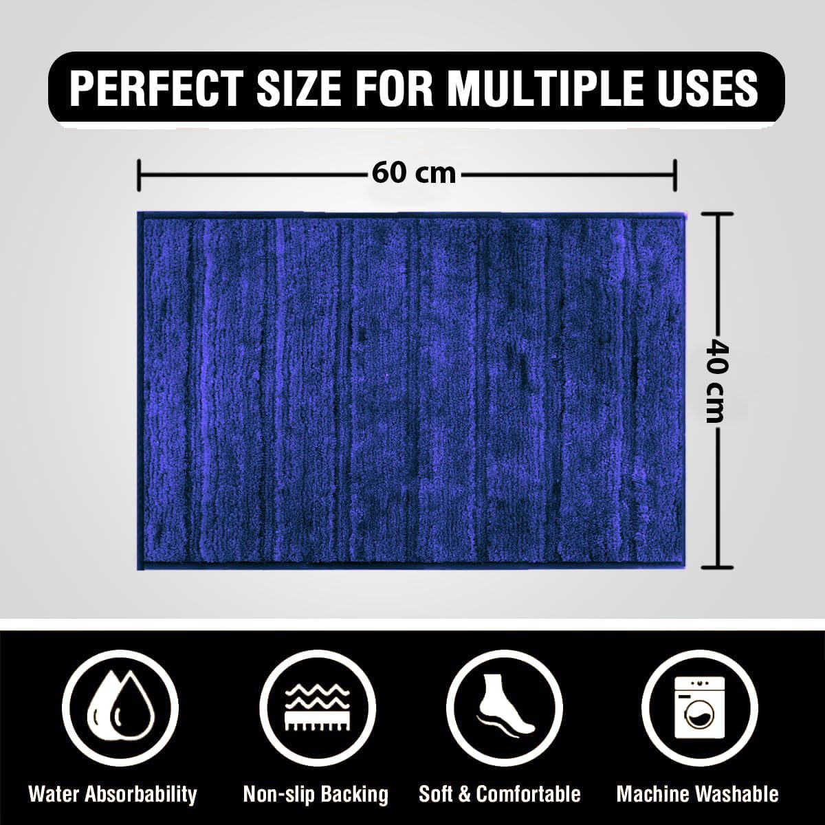 Toronto Bathmat Super Soft Microfiber (40x60 cm, Blue)