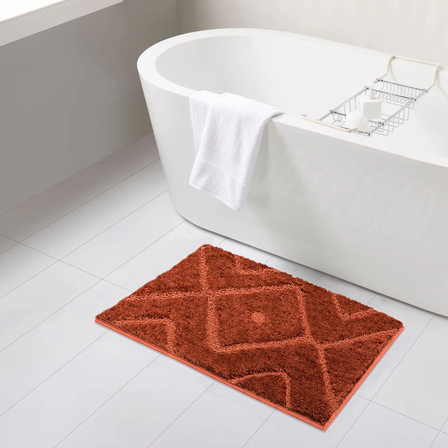 Bath Mat Classic Diamond Microfiber 2200 GSM (40x60 cm, Rust)