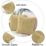 Cushion Cover Duble Side Rabbit Fur Set of 2(16 x 16 inch ,Gold)