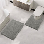 Microfibre Chenille Contour Bath Mat Set  Pack of 2 (Grey 40x60cm & 47x47cm)