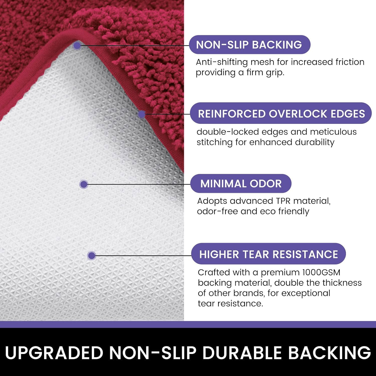 Newman Microfibre Bath Mat  (40x60 cm, Maroon)