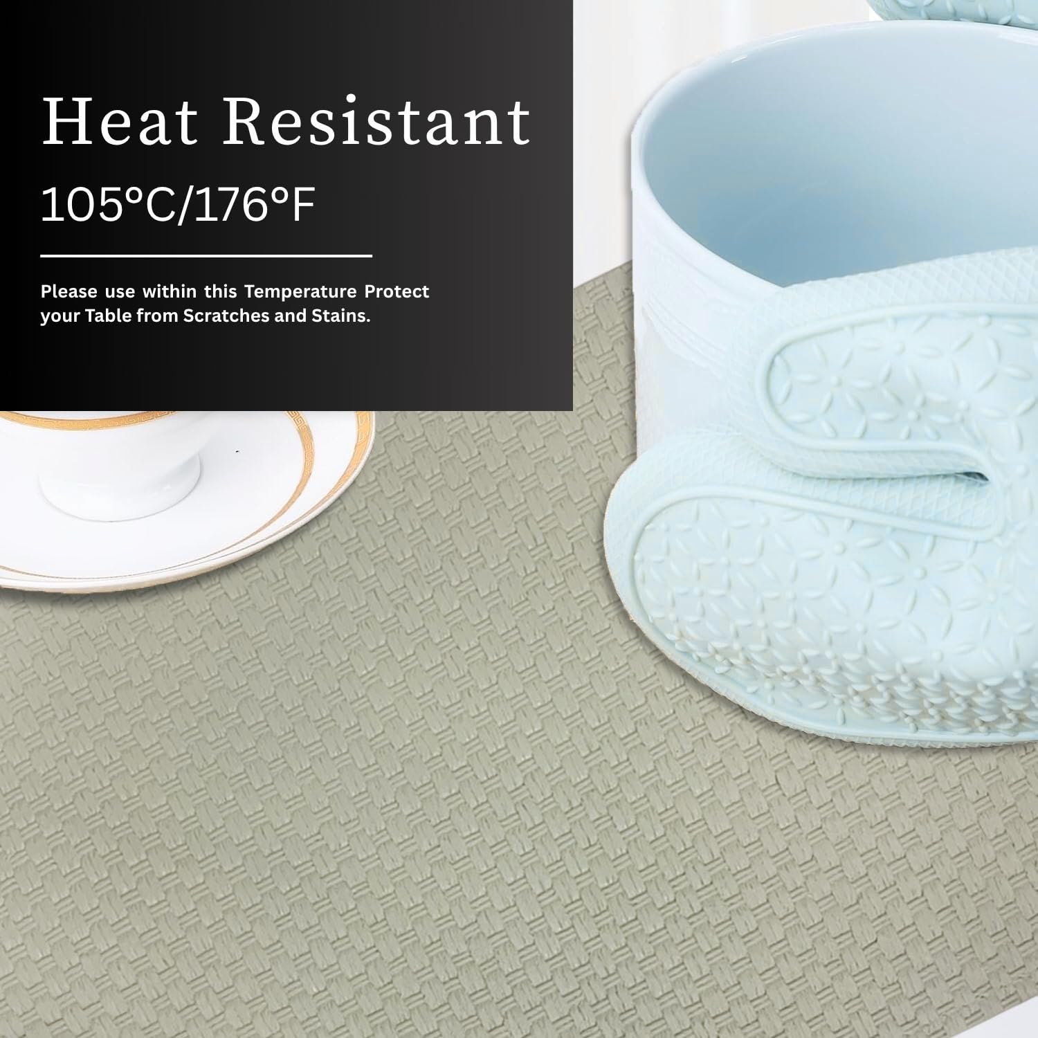 Dining Table Placemat Set of 4 (30x45 CM Grey)