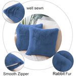Cushion Cover Duble Side Rabbit Fur Set of 2(16 x 16 inch ,Blue)