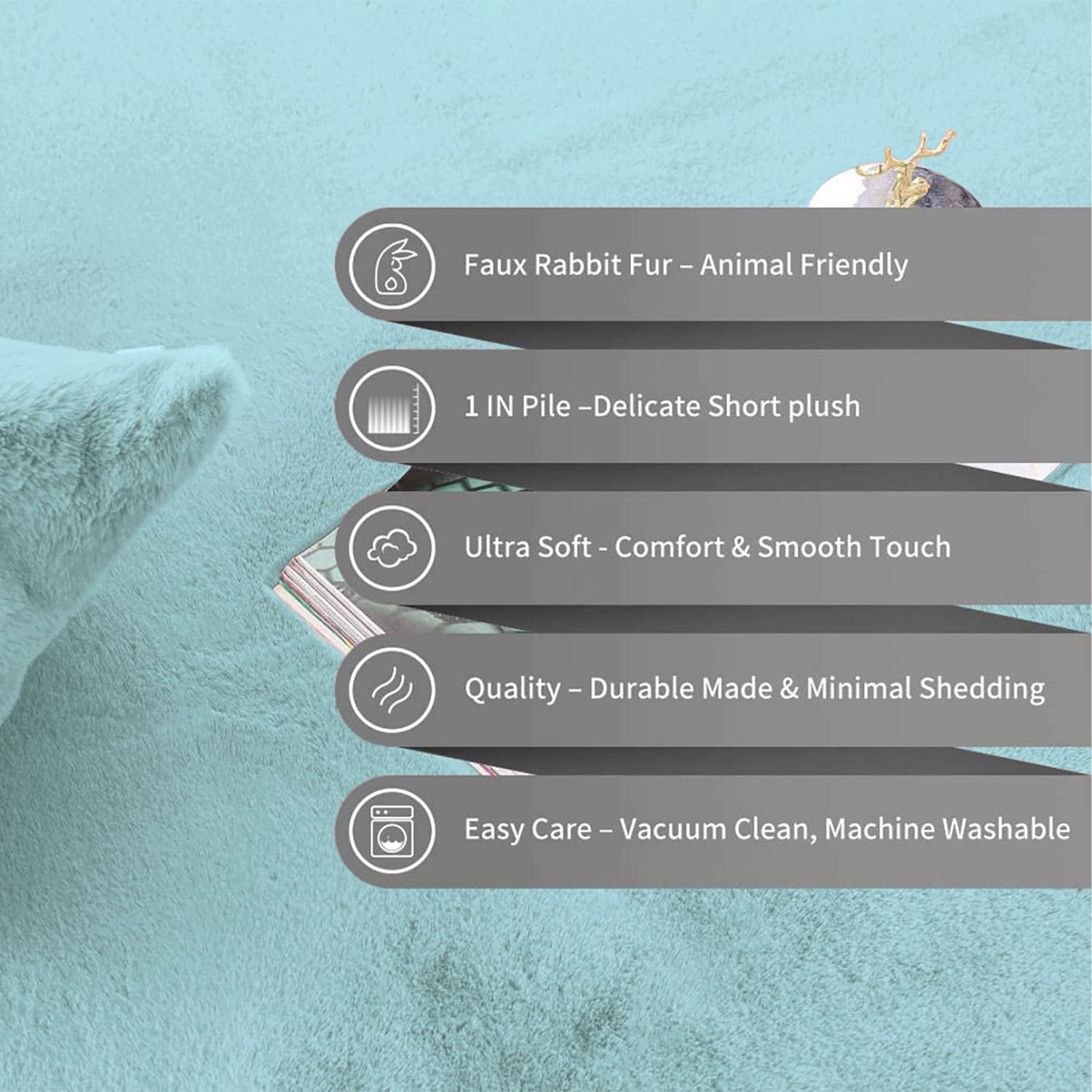Rabbit Fur Soild Carpet (Turquish, 3x5 Feet)