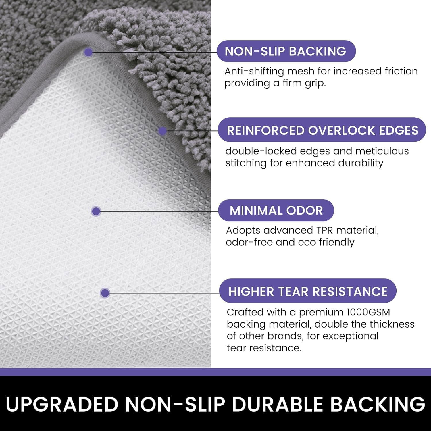 Newman Microfiber Bathmat 2500 GSM (Silver, 60Cm x 90Cm)