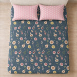 King Size Double Bedsheet with 2 Pillow Covers Premium Midnight Garden Bloom Printed 90x100 inch