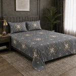 Double Bedsheet with 2 Pillow Covers 220 TC 100% Cotton Feel ( Charcoal , 90x100inch )
