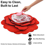 3D Bath Mat Rose Shaped Super Soft (Red, 67x71 cm)