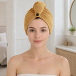 Microfibre Hair Towel Wrap for Women and Men ( 23x63.5 cm, Beige)