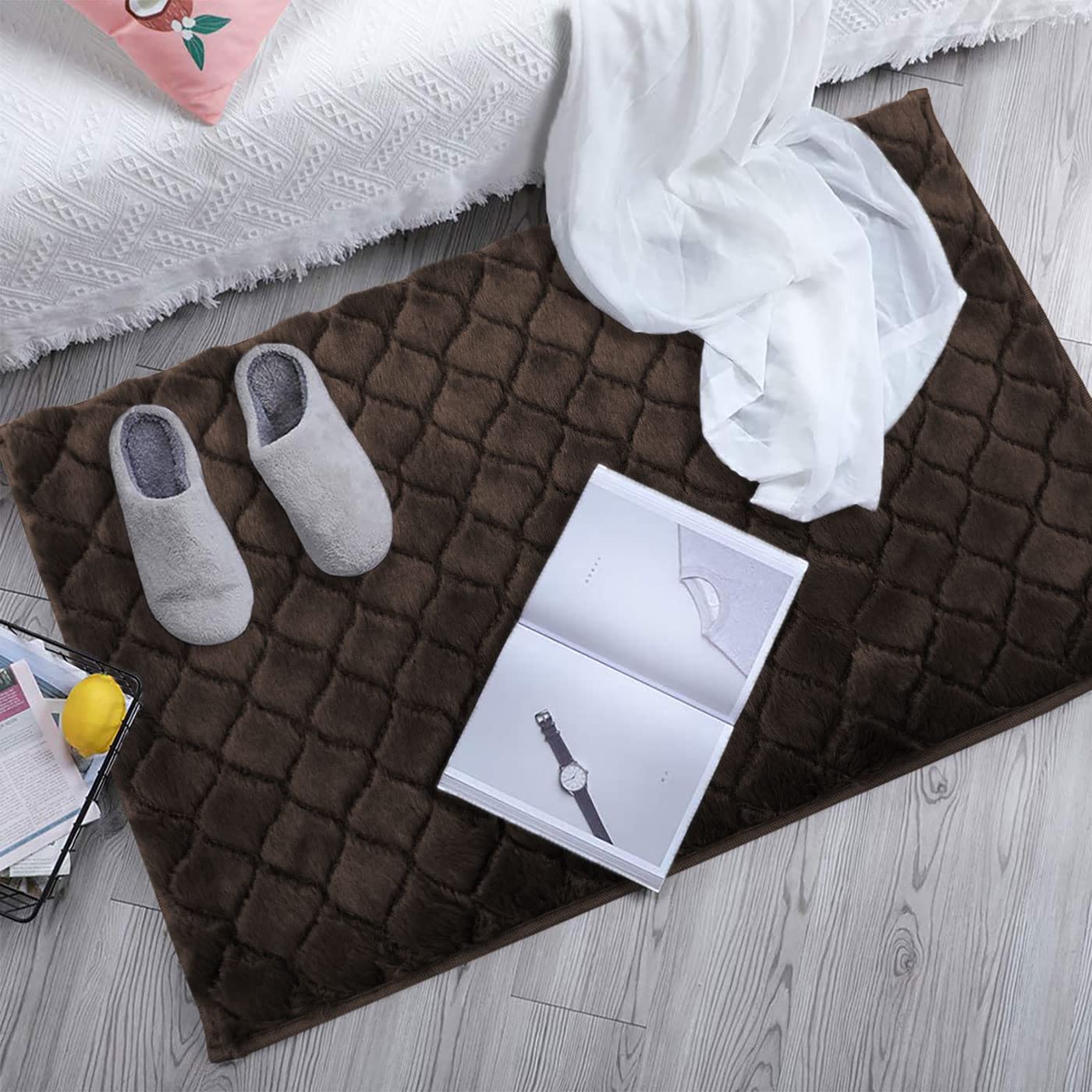 Austria Bath Mat Rabbit Fur 1000 GSM (45 x 75 Cm, Chocolate)