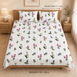 Double Bedsheet with 2 Pillow Covers 220 TC 100% Cotton Feel ( King Size Multi&White 90x100inch )