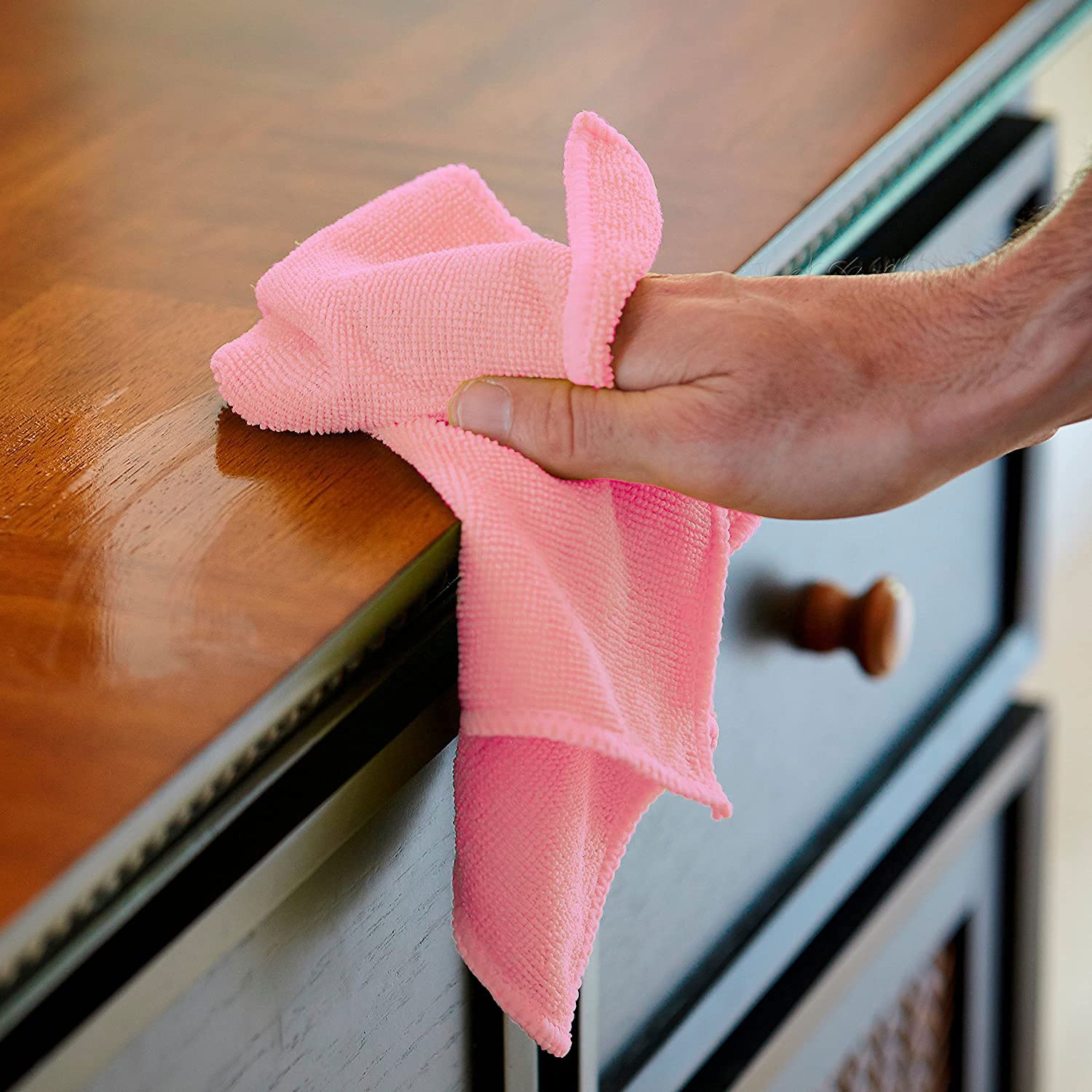 Cleaning Cloths, All-Purpose for House Pack of 10 (12in x 12in, Pink)