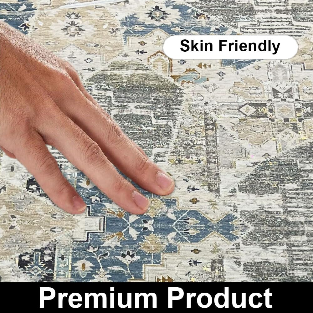 Polyester Abstract Runner Anti Skid  (2x5 Feet, Multicolor)