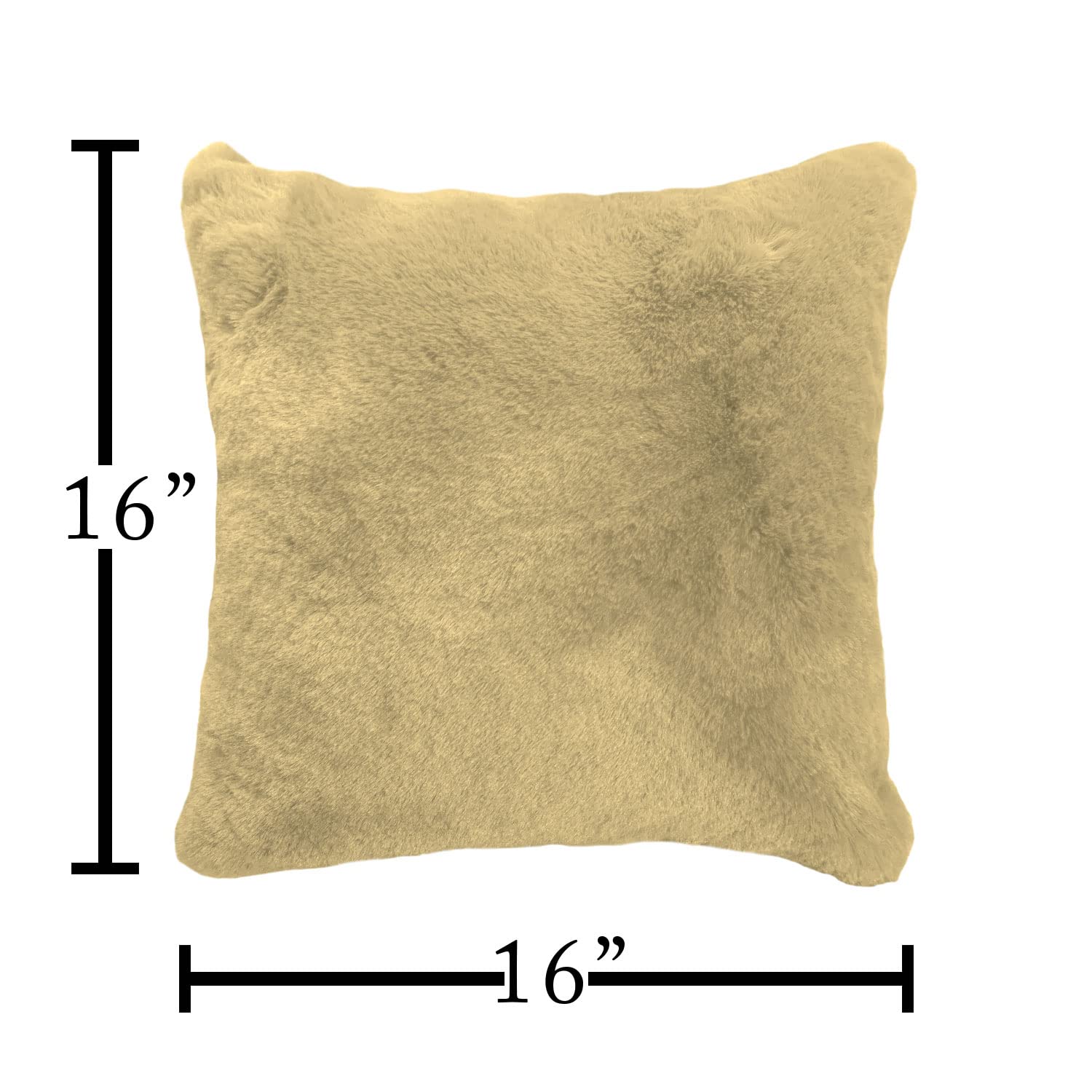 Cushion Cover rabbit fur Gold (16 inch x 16 inch) Pack of 2