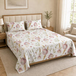 Double Bedsheet with 2 Pillow Covers 220 TC 100% Cotton Feel ( King Size Blush 90x100inch )