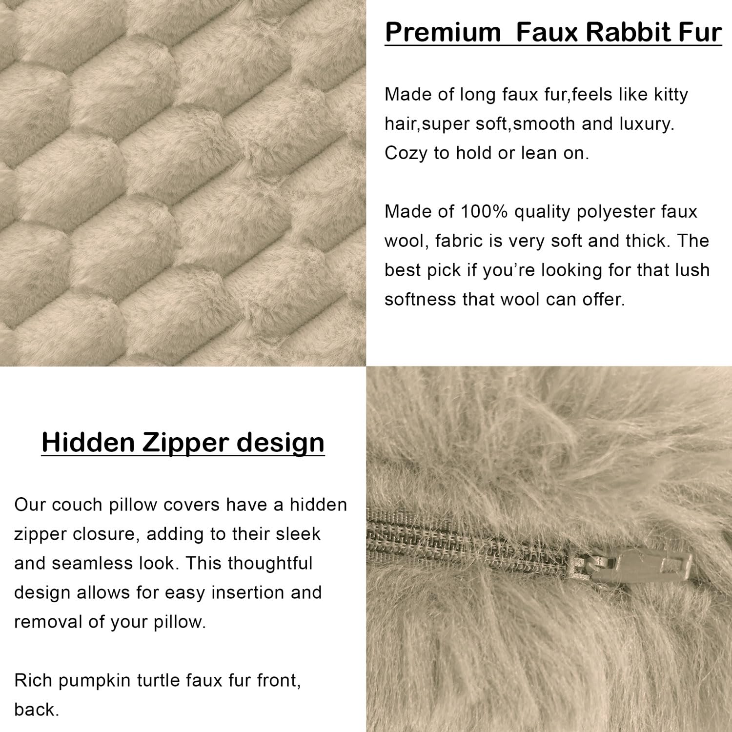 Cushion Cover Super Soft (16 x 16 Inch Beige)