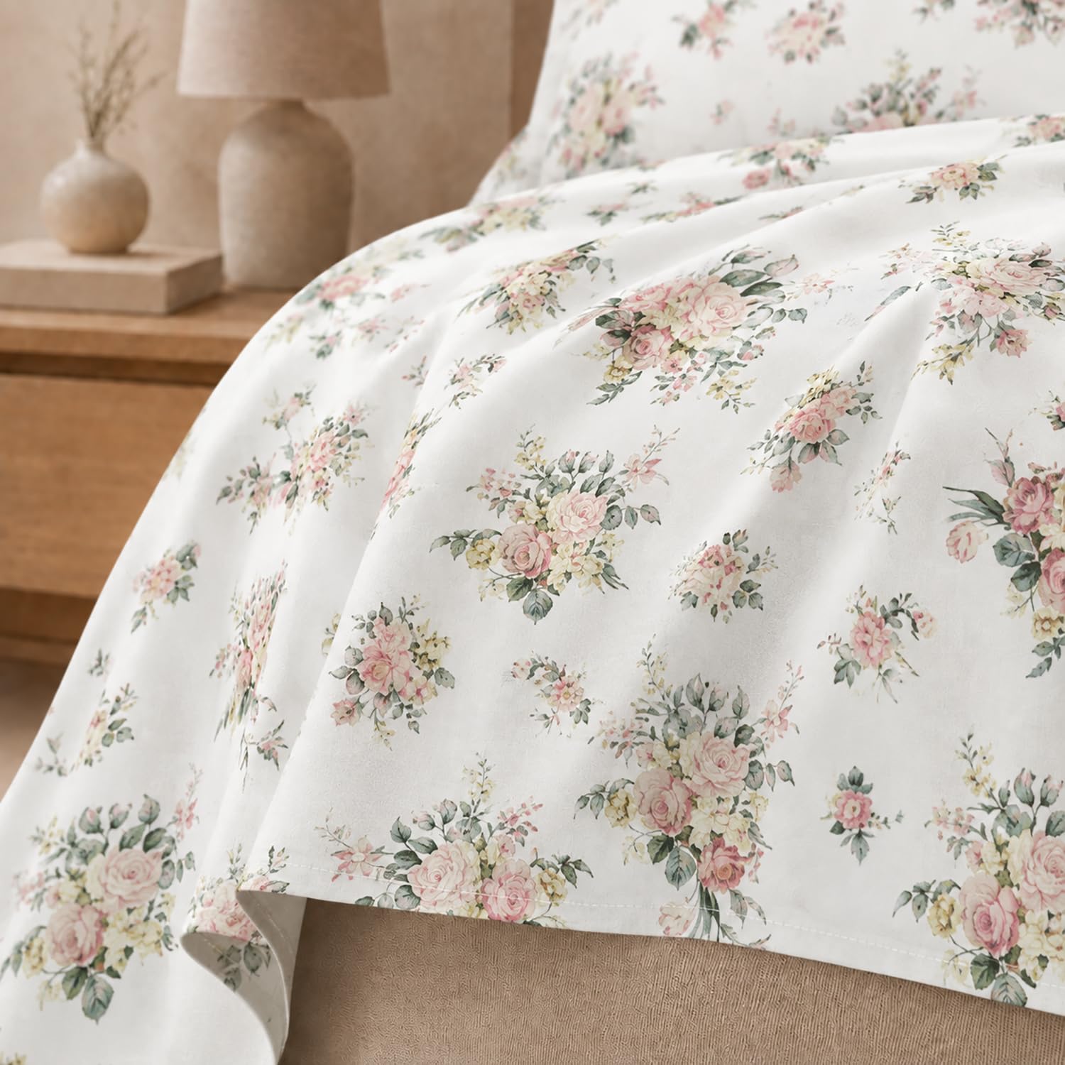 Double Bedsheet with 2 Pillow Covers 220 TC 100% Cotton Feel King Size ( White 90x100 inch )