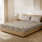 King Size Double Bedsheet with 2 Pillow Covers Premium  Rose Stripe Printed 108x108 inch
