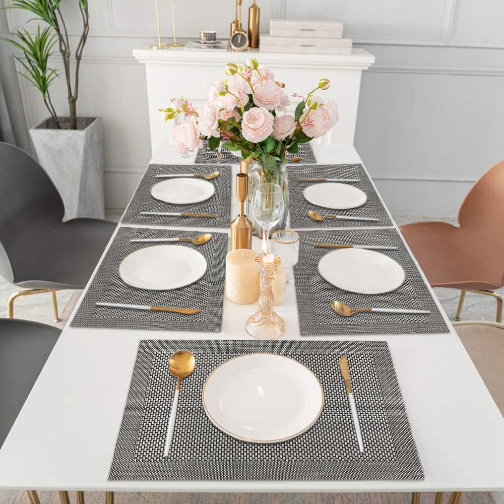 Placemat for Dining Table Set of 6(30x45 CM Black)