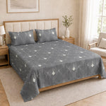 King Size Double Bedsheet with 2 Pillow Covers Premium Premium Diamond Line Printed 108x108 inch