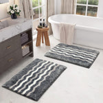 Belgium Bath Mat Super Soft Microfiber 2200 GSM Pack of 2 (38x58 cm ,Grey)