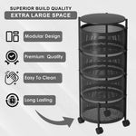 4-Tier Revolving Kitchen Trolley with Wheels (Black 32x32x75)