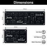 Kitchen Mat Combo Jasty Fresh Bread Design (116x36 & 58x36 cm Grey)