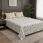 Double Bedsheet with 2 Pillow Covers Premium 240 TC 100% Cotton Feel ( King Size Sage Beige 108x108inch )
