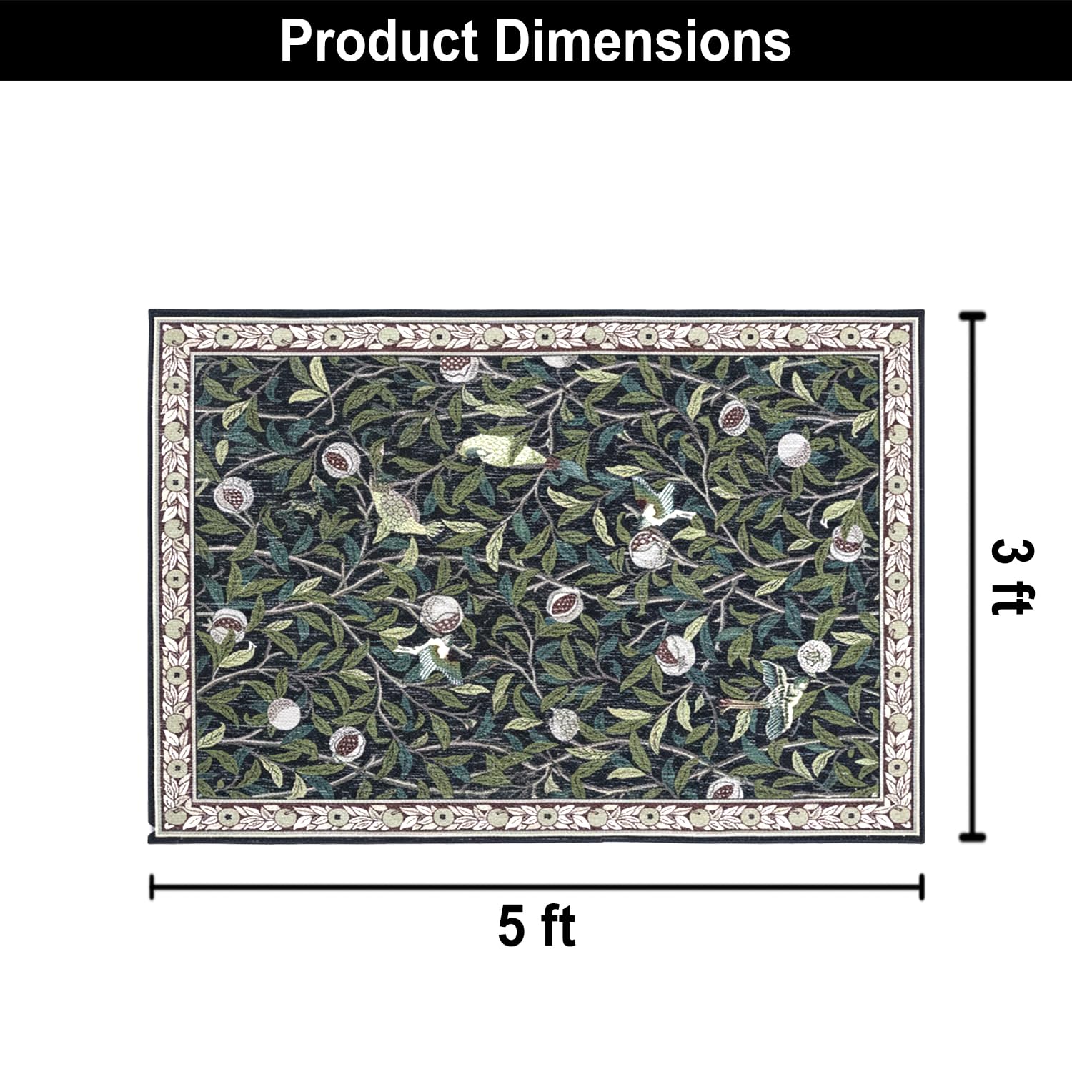 Polyester Printed Handmade Carpet Tropical (3X5 Feet Multicolour)