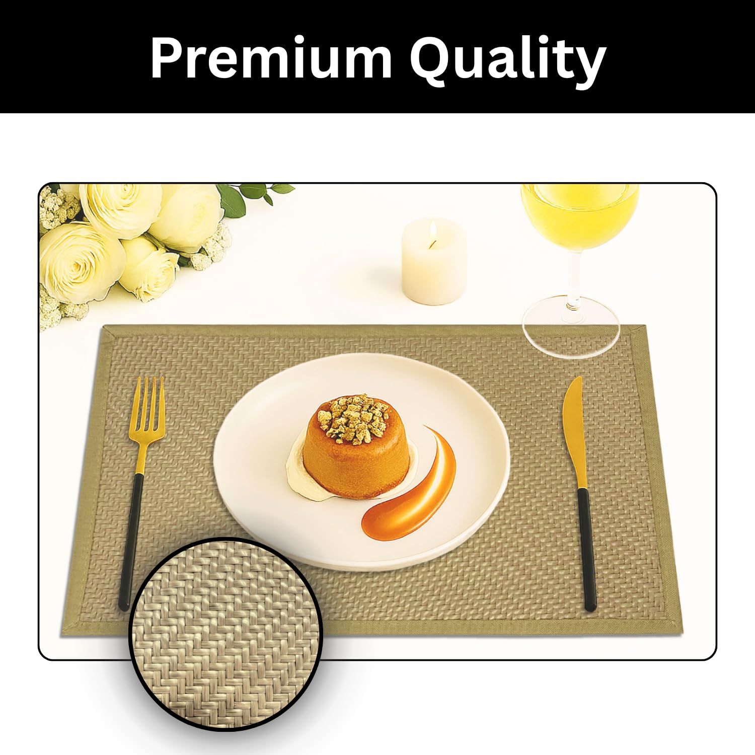Dining Table Placemat Set of 4 (30x45 CM Yellow)