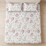 King Size Double Bedsheet with 2 Pillow Covers Premium Blush Meadow Bloom Printed  90x100inch