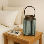 Bamboo Woven Lantern With Handle ( 26x17x17 cm ) Seige