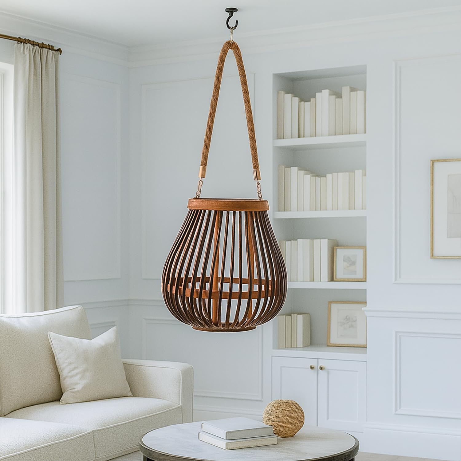 Bamboo Woven Lantern With Handle( 23x22x22 cm ) Cocoa