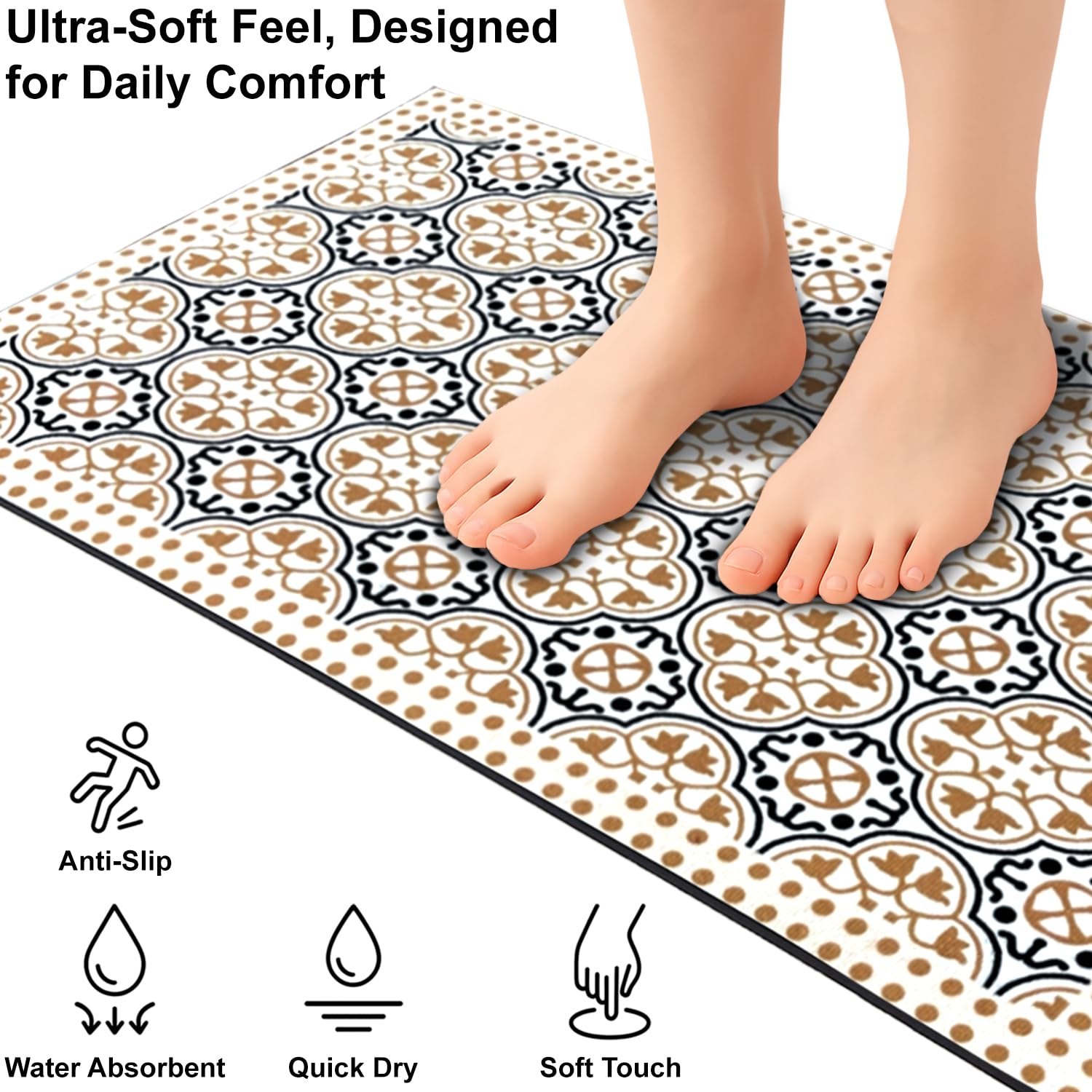 Rubber Doormat Anti Slip (Retro Design ,35x58 cm)