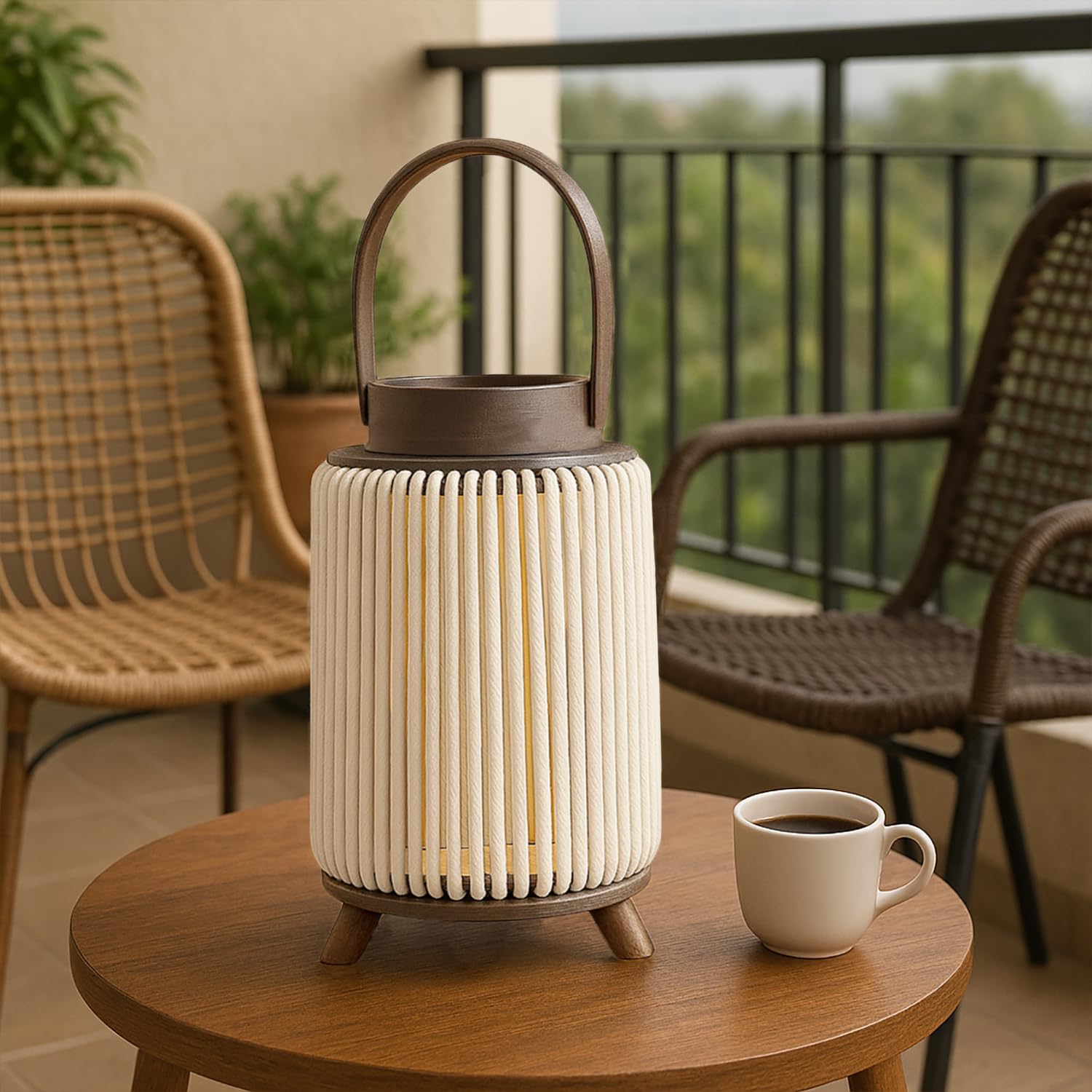 Hanging  Bamboo Lamps ( 26x17x17 cm ) Beige
