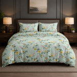 Double Bedsheet with 2 Pillow Covers 220 TC 100% Cotton Feel ( Green , 90 x 100 inch )