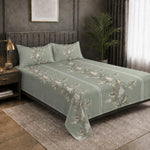 Double Bedsheet with 2 Pillow Covers Premium 240 TC 100% Cotton Feel ( King Size Green 108x108 inch )