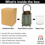 Bamboo Woven Lantern With Handle ( 26x17x17 cm ) Seige