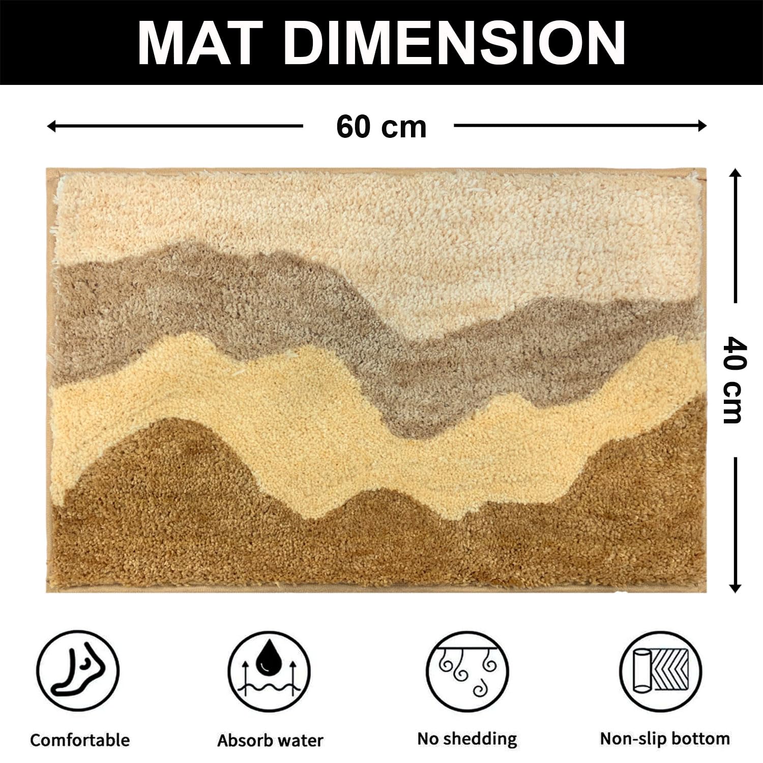 Macau Waves Bath Mat (40x60 cm,Yellow)